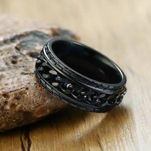 ⚜️New⚜️ Men's 8mm Black Spinning Chain Ring